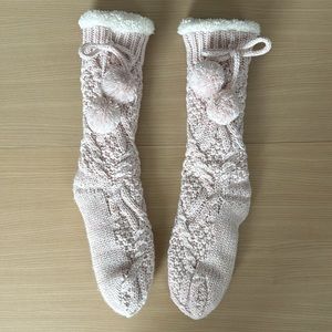 Express Pink Cable Sock Slippers
